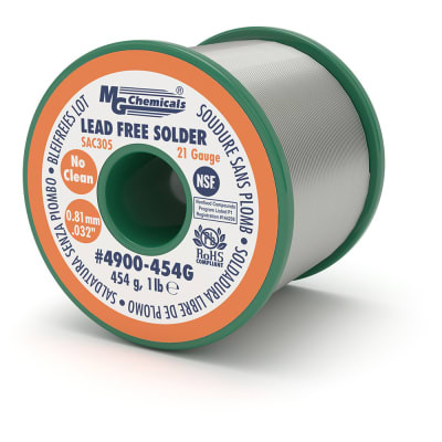 1PC MG CHEMICALS 4900-454G Solder, Lead Free, No Clean, 21 gauge wire, .032 dia