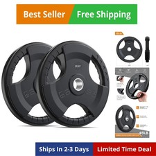 Weight Plate 2-Inch Rubber Coated Olympic Grip Plate for Barbell,Solid Cast I...