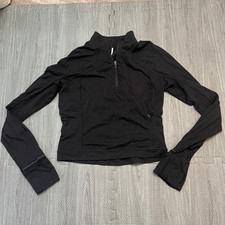 Lululemon Black Long Sleeve Quarter Zip Workout Cropped Jacket Women Size 6
