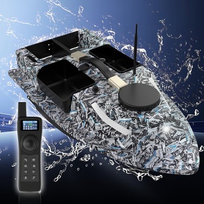 D19 Köderboot mit GPS & Echolot (Tiefe/Temp.), 4 Körbe, 600m Reichw., 12000mAh