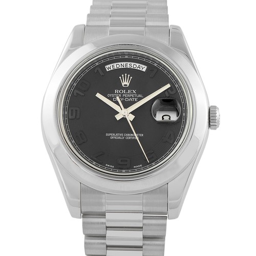 Rolex Day-Date Black Dial Platinum President Watch 218206