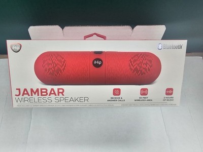 iHip Jambar Red Bluetooth Portable Speaker, Radio Mode, Durable, Oval Design