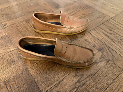 Quoddy Size 11 Leather Vibram Penny Moc Penny Loafers + No ugly logo on back