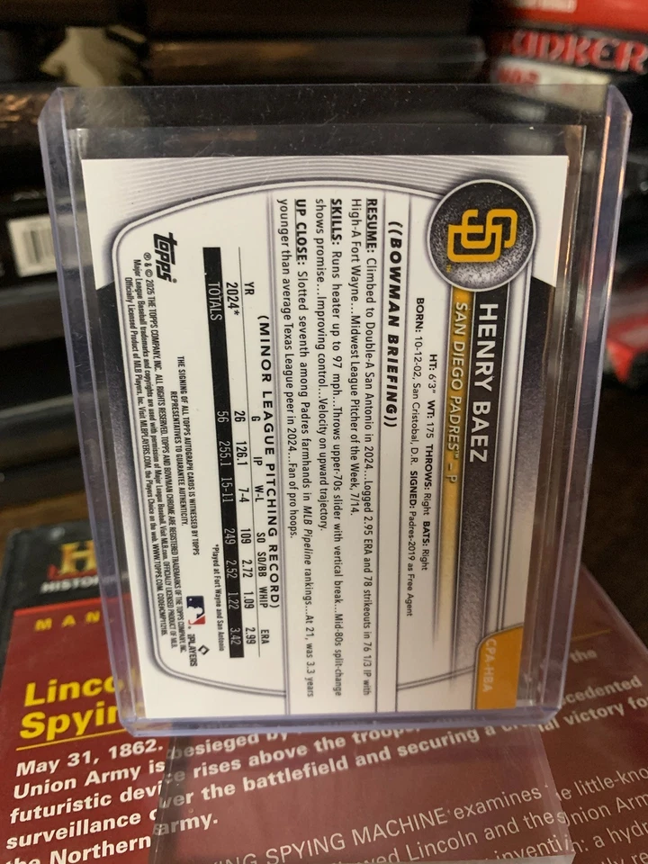 Henry Baez 2025 Bowman cromo verde primer automático/99 #CPA-HBA Foto 2 de 2