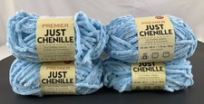 Premier Just Chenille Yarn Lot 4 Skeins Light Blue 2017-06 Destash Super Soft