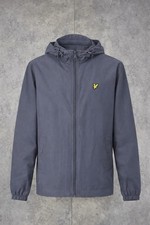 NUEVO Abrigo cortavientos Lyle & Scott gris con capucha logotipo de águila cremallera talla L