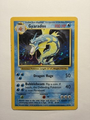 Pokémon Card Gyarados Holo Rare Base Set 6/102 WOTC Vintage 1999 MP