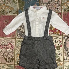 Janie And Jack Houndstooth Suspenders Shorts Set Size 6-12 Months Holiday XMAS