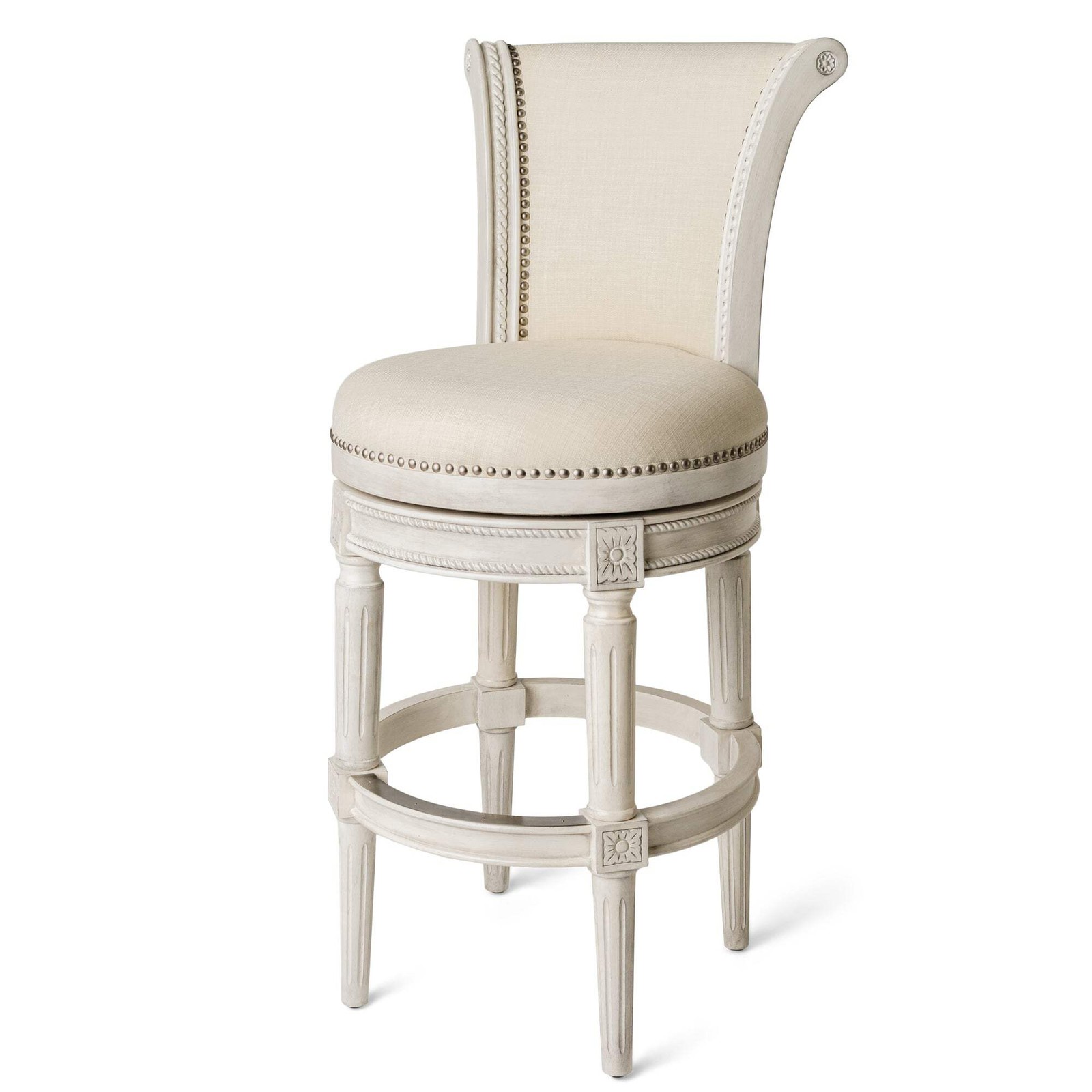 Maven Lane Open Box 31" Pullman Swivel Bar Stool In White Oak Finish With Natura