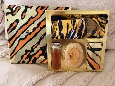 Vtg  New Faberge Tigress Gift Set Cologne, Powder and Soap New In Box