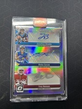 2024 Donruss Optic Blake Corum/ Jonathon Brooks/ Trey Benson Triple Auto /25