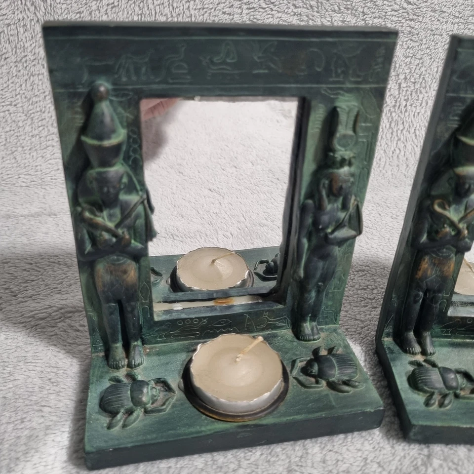 Portavelas Espejo Extremos de Libro Egipcio Foto 3 de 4