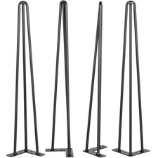 Set of 4 20" Black Hairpin Table Legs 880lb Total Load Heavy Duty 3 Rod Design