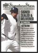 CC Sabathia #SSD-3 2009 Upper Deck Signature Stars Signed Sealed and Delivered