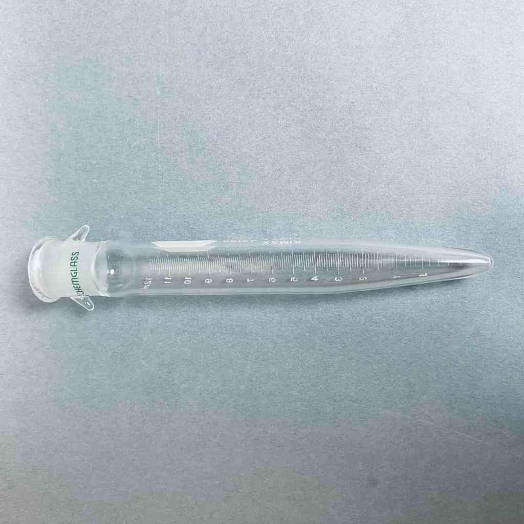 Chemglass Graduated Distilling Receiver Tube 12ml 14/20 Joint with Hooks 2 Tubes