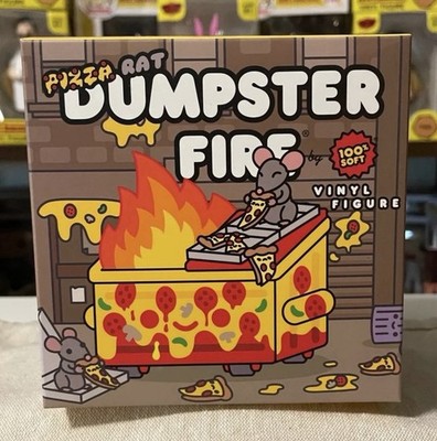 100% Soft NYCC 2025 Exclusive Pizza Rat Extra Cheese Dumpster Fire Vinyl Figure 