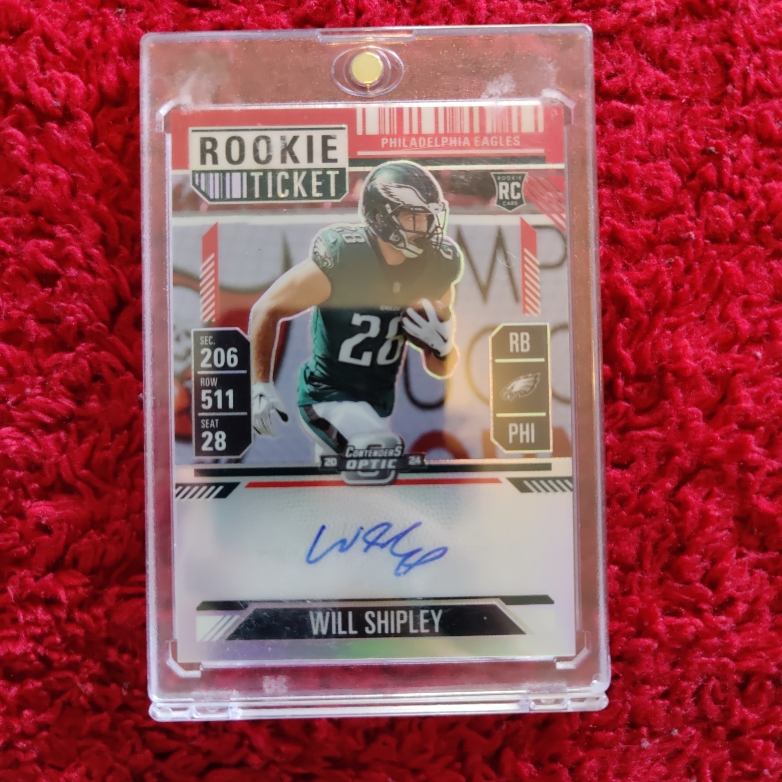 2024 Panini Contenders Optic Rookie Ticket Auto #127 Will Shipley /175