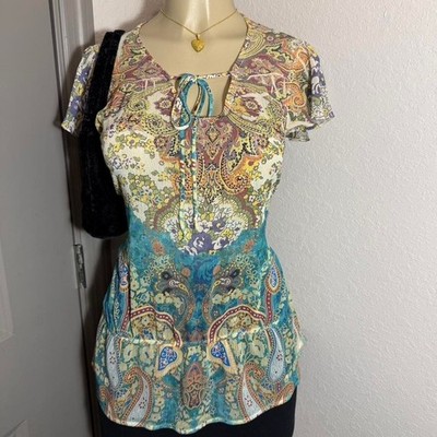 B.L.E.U. Multicoloured y2k Paisley Blouse