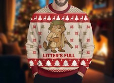 Litters Full Funny Cat Lovers Christmas Ugly Sweater