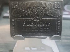 Vintage 1970  s Budweiser Label Brass Belt Buckle Anheuser Busch Beerl 2.5"X1.7"