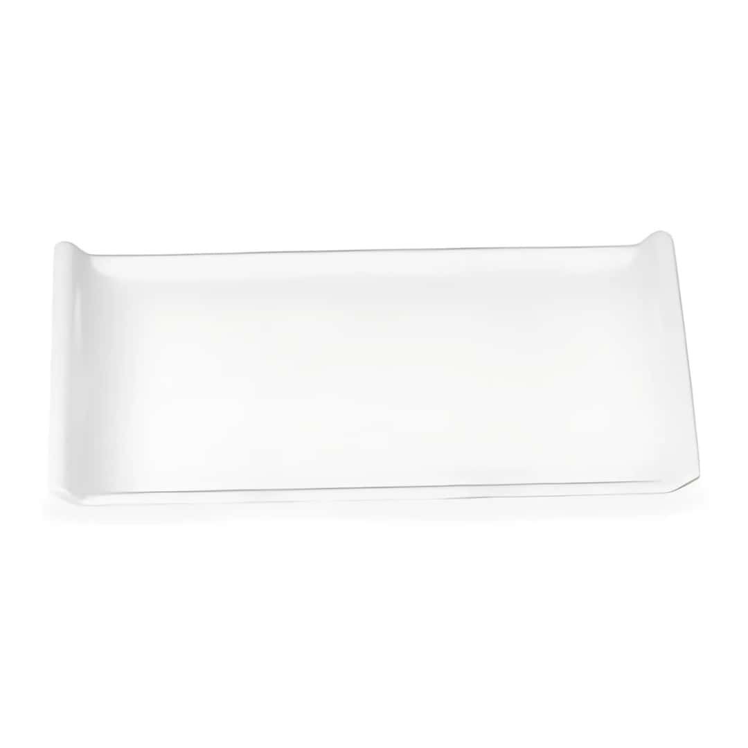 White Rectangular Melamine Tray 30X15 Cm Rounded | Appetizer Plate