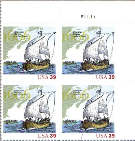 2006 Samuel de Champlain Plate Block of 4 39cS Postage Stamps, Sc#4073, MNH, OG - Picture 1 of 1