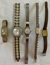 Lot of 5 Watches for Parts or Repair Not Working Seiko Timex Geneva