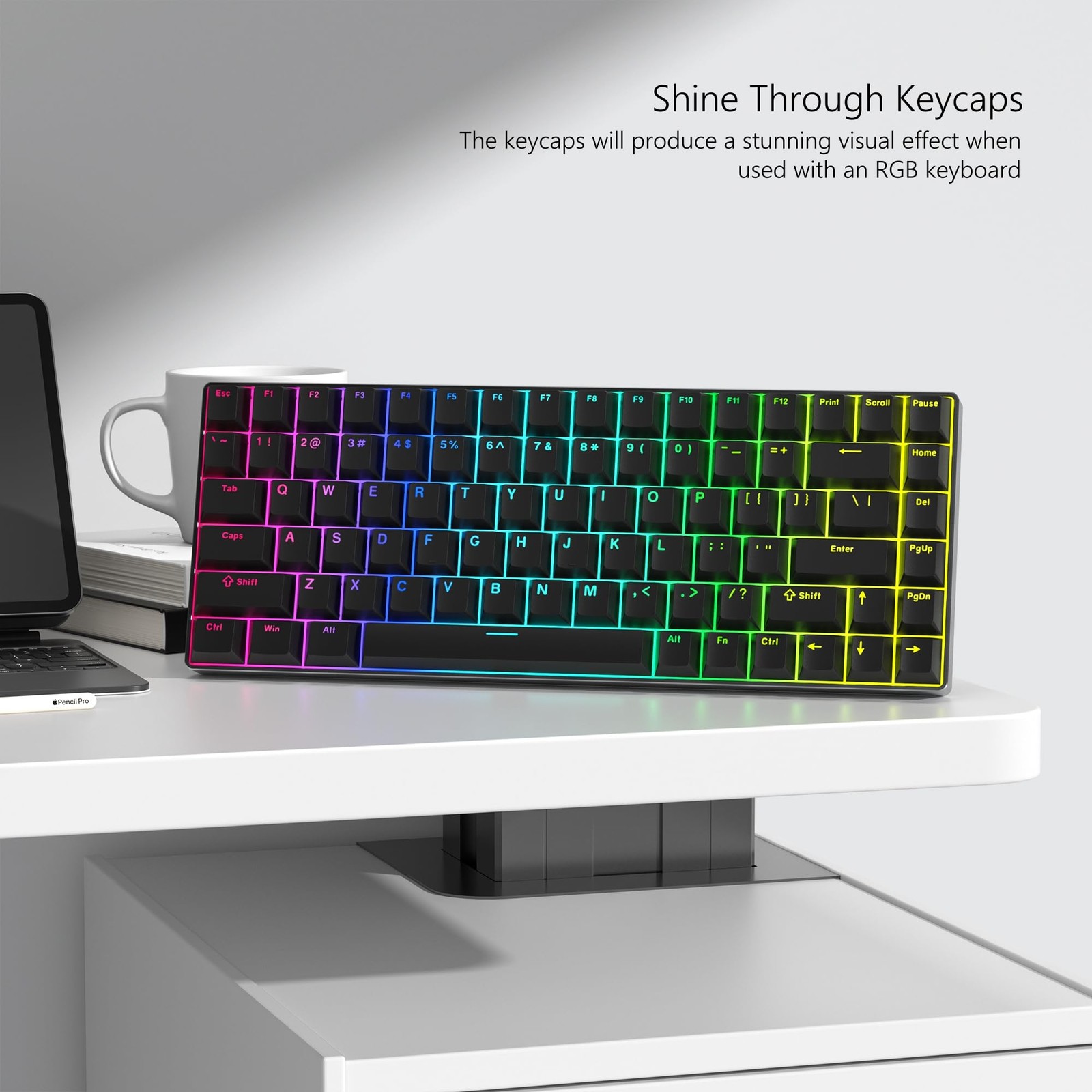 Womier Keycaps 60 75 100 Percent Cherry Keycaps, Shine through PBT ...