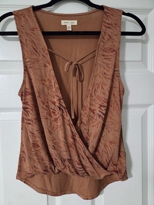 Silence + Noise Women's Sleeveless Wrap Style Earthtone Top From Urban Outfitter