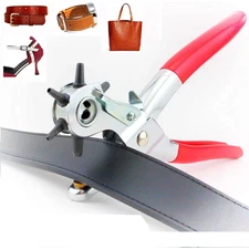 6 Sized 9'' Leather Hole Punch Heavy Duty Hand Pliers Belt Holes Puncher Tool