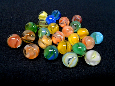 VTG (25) VITRO  AGATE CO. CAT'S EYE HYBRID (2) COLOR MARBLES! EX. CONDITION!
