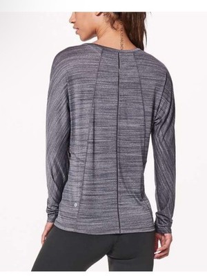 Lululemon Set To Sweat Long Sleeve br Heathered Black Gray Size 6 Dolman Sleeve