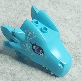 LEGO 24196pb01 Medium Azure Elves Dragon Head with Purple and Blue Eye Merina