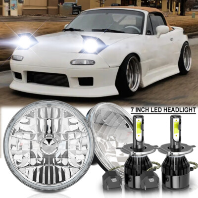 For Mazda Miata MX-5 MX5 1990-1997 DOT Pair 7'' inch Round LED Headlights Bulbs