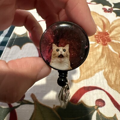 Screaming Cat Red Galaxy Badge Reel 