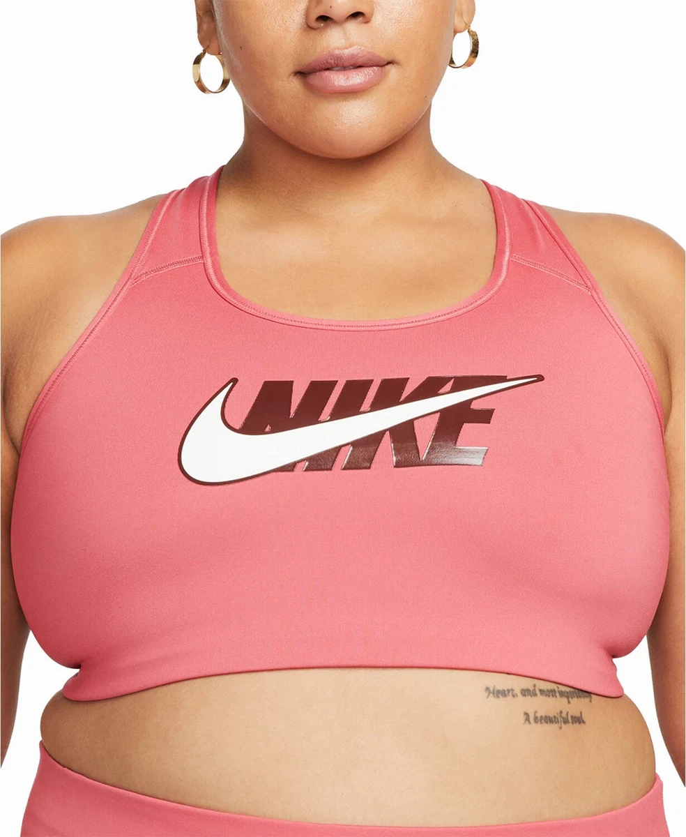 Nike Plus Size 2X Sports Bra Womens Swoosh Icon Clash Pink Dri-FIT Medium-Impact