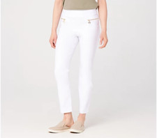 Susan Graver Ultra Stretch Pull-On Ankle Pants w/Zip Pockets-White-Reg 6-A378570