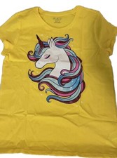 NWT The Children's Place Girls Yellow T Shirt Unicorn Size 16 XXL FREE SHIPPING