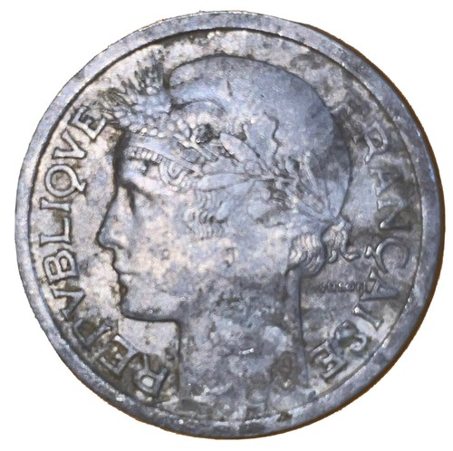 France 1 Franc 1948 French Coin light type Aluminum Cornucopia 23mm KM # 885a.1 - Picture 2 of 14