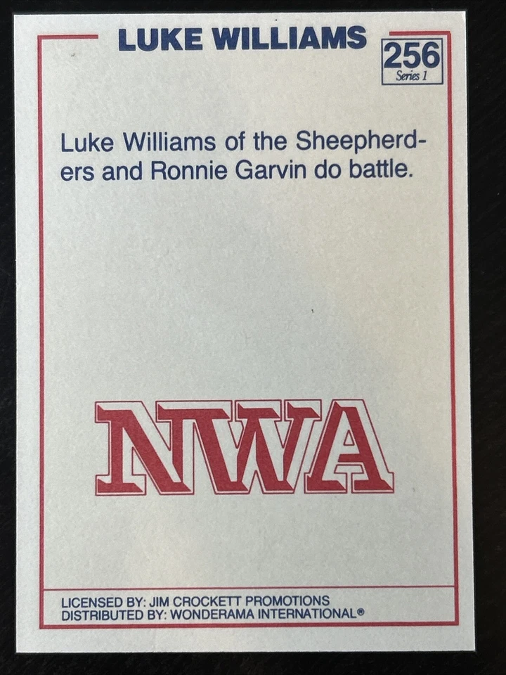 1988 Wonderama NWA Wrestling Card, "Bushwhacker" Luke Williams, Card #256 - Image 2 of 2
