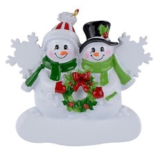 Snowman Family of 2 Personalized Christmas Tree Ornament 2024 Custom Family K...