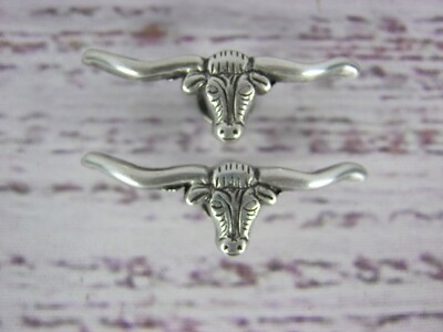 Lot of 2 Sterling Silver Plated Longhorn Steer Head Conchos 1-5/8''