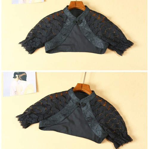 Damen kurzärmelig Spitze Blumenmuster Bolero Achselzucken Oberteil kurzarm Umhang Schal Hochzeit Braut - Bild 13 von 15