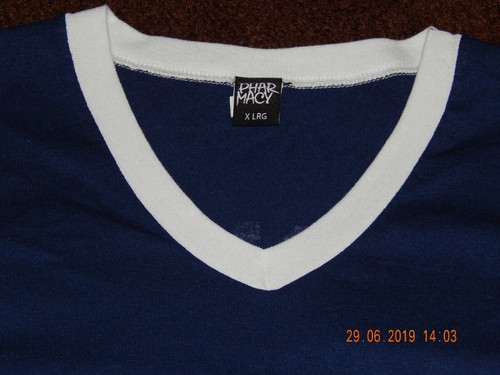PHARMACY SKATEBOARDING SKATER BRAND LAS VEGAS NAVY BLUE AND WHITE MENS T-SHIRT - Picture 4 of 5