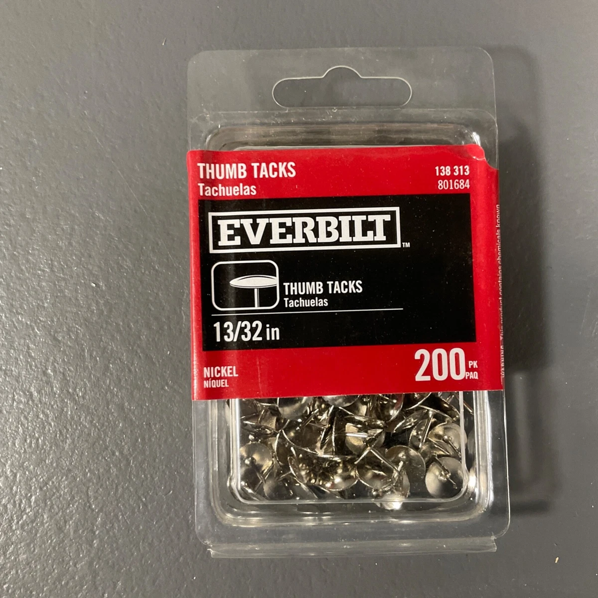 Everbilt Steel NickelPlated FlatHead Thumb Tacks (200Pack) 801684