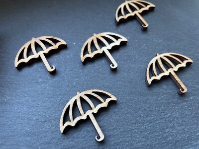 5x Schirm Regenschirm Wetter Holz Basteln anmalen Tischdeko DIY Streudeko