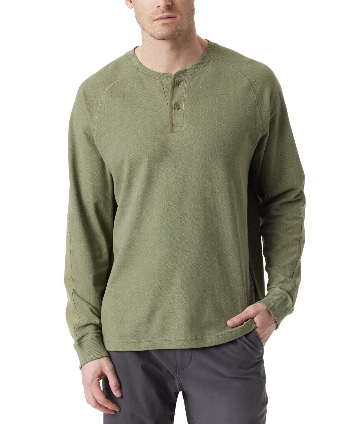 Bass Outdoor Hiker Henley Long-Sleeves Shirt,Deep Lichen Green, Medium
