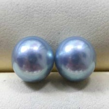 12mm Natural gray South sea round pearl 14K gold earrings Silver Chandelier Drop