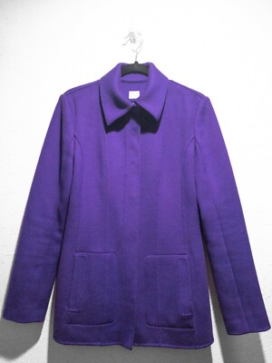 New TSE Purple 100% Pure Double Face Cashmere Coat 100% Silk Lining Size 4 Small