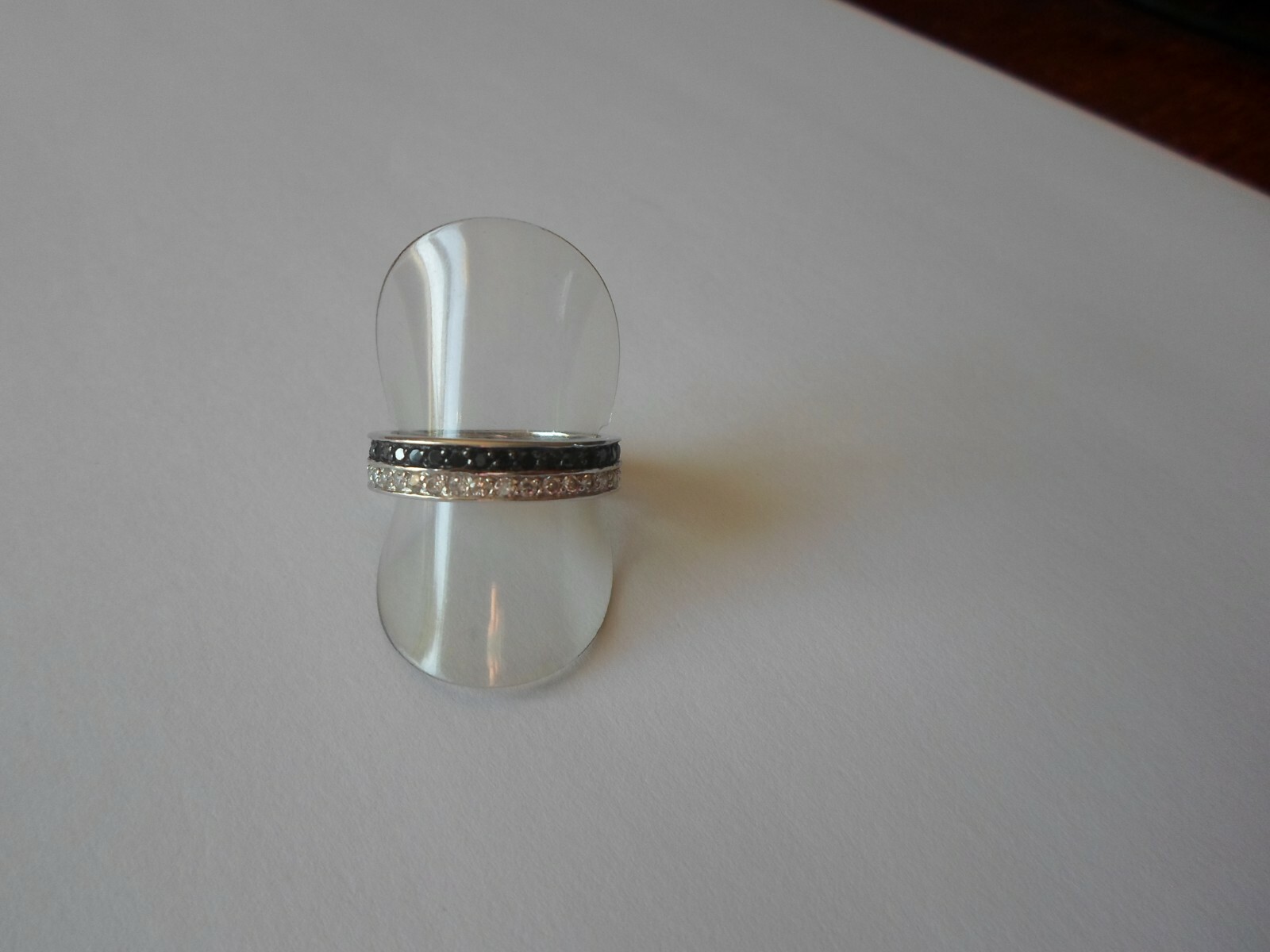 solid silver ring, full round, double rows of bla… - image 7